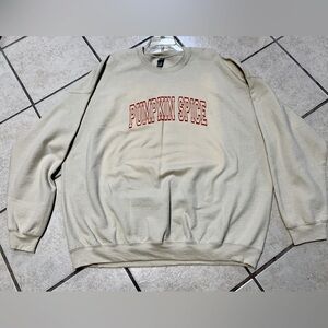 Women’s 3X Beige & Orange Pumpkin Spice Graphic Sweatshirt NWT  See Description